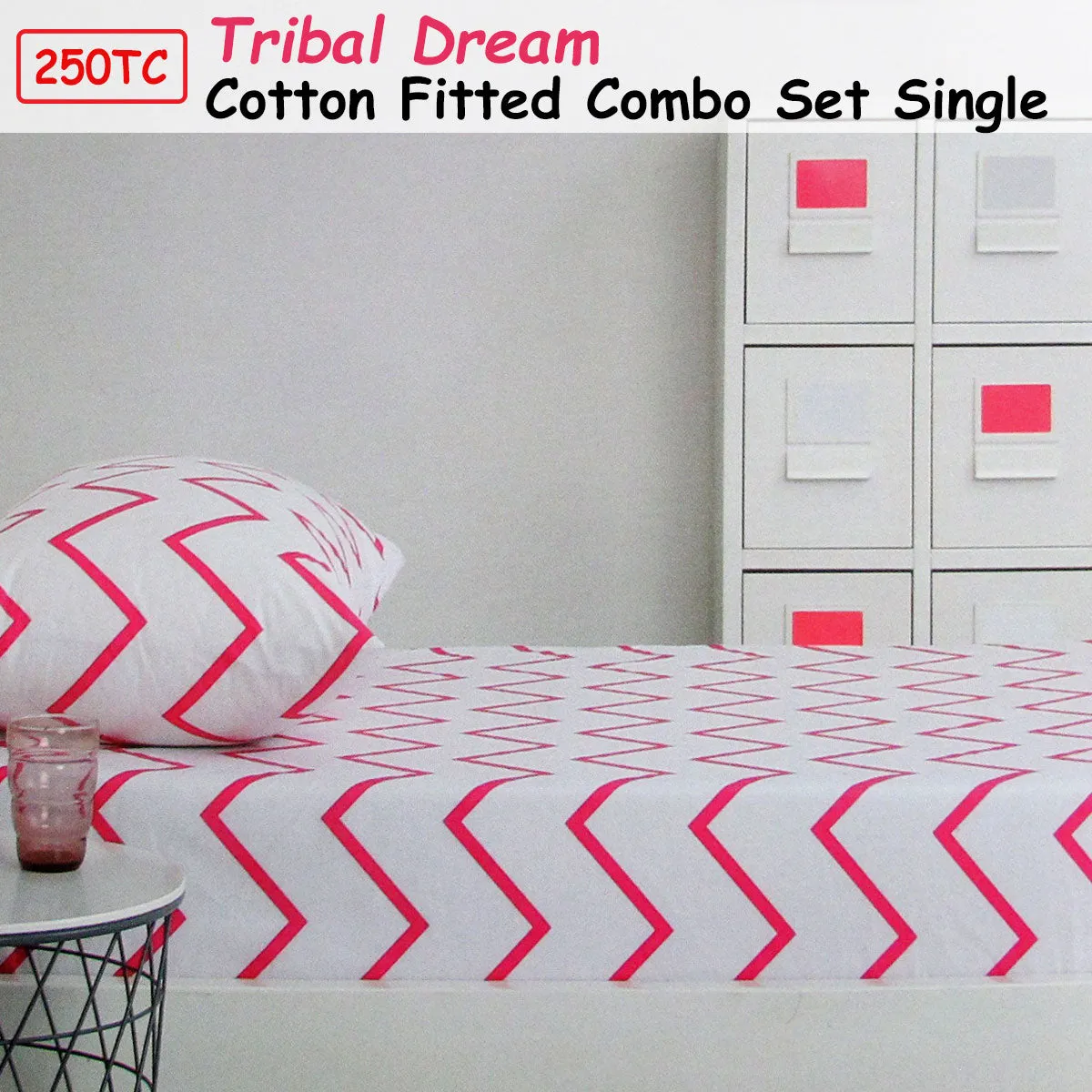 250TC Tribal Dream 100% Cotton Fitted Combo Set | Single