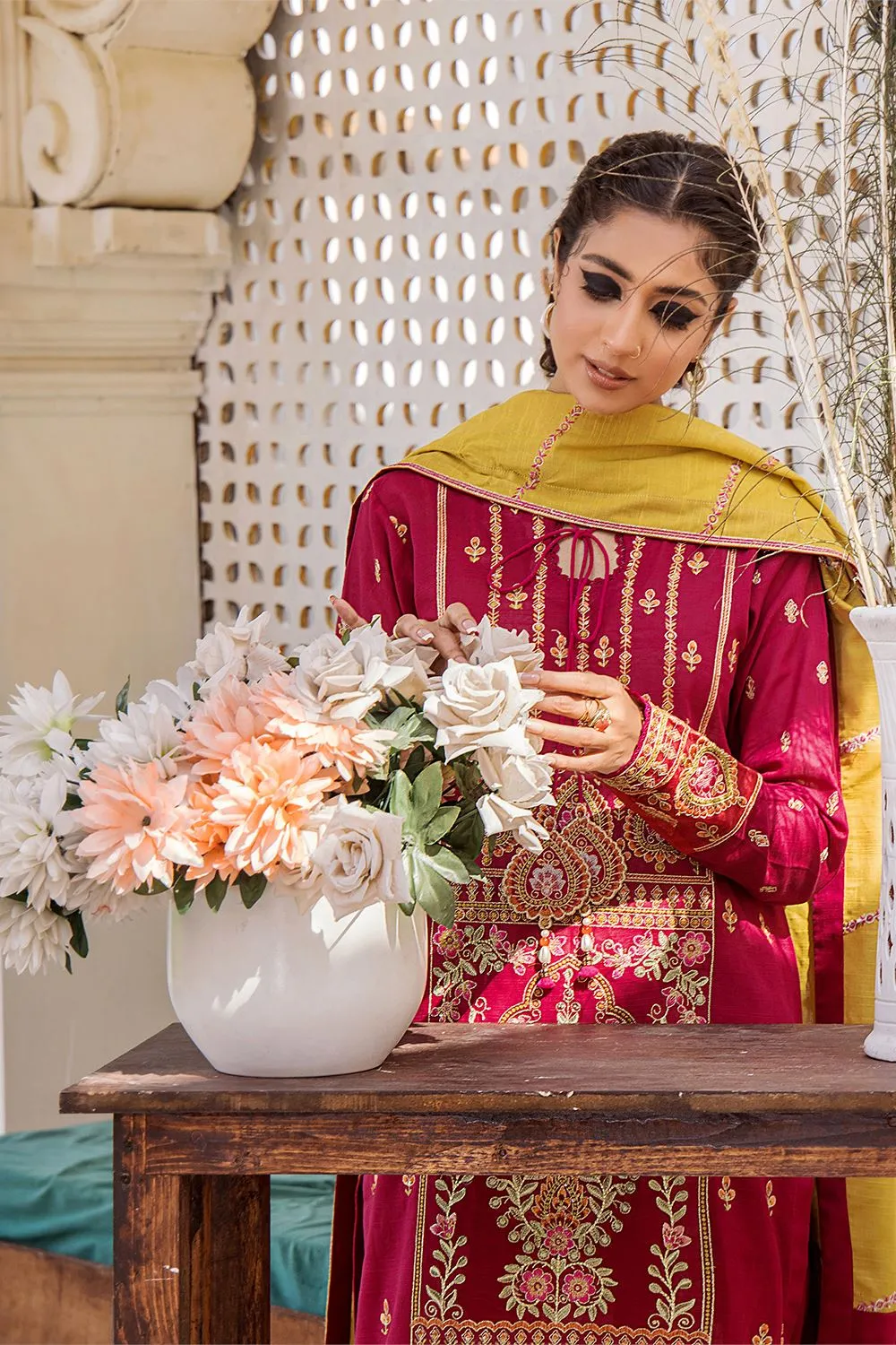 3 Pcs Unstitched Emb Khaddar Suit KKE-1618