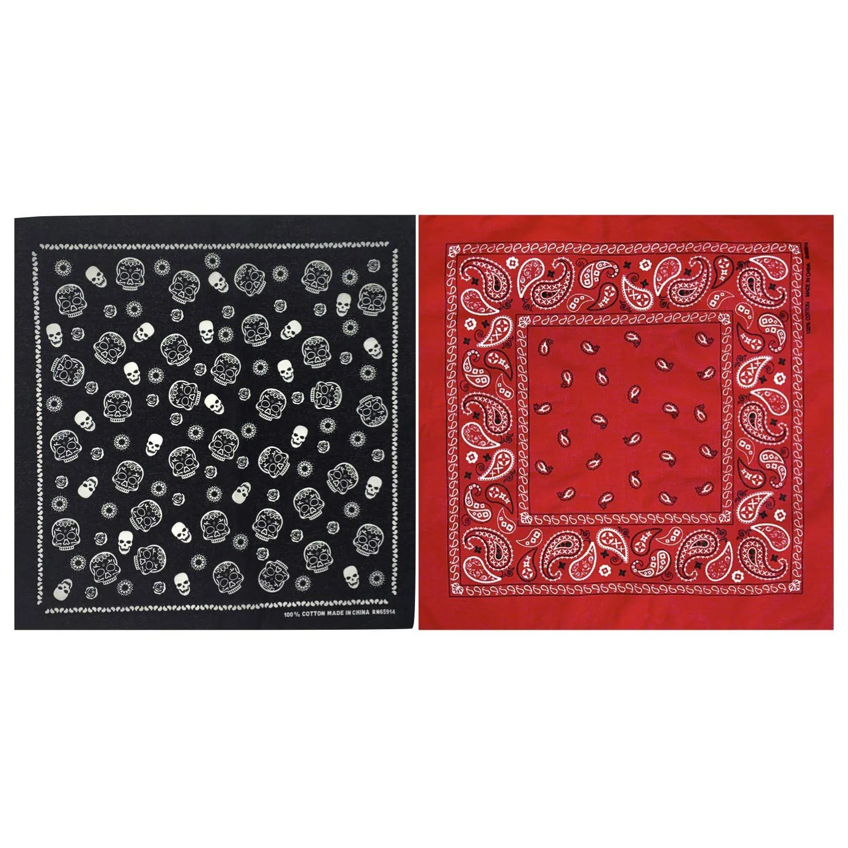 6-Pack: Unisex Classic Cotton Graphic Bandanas