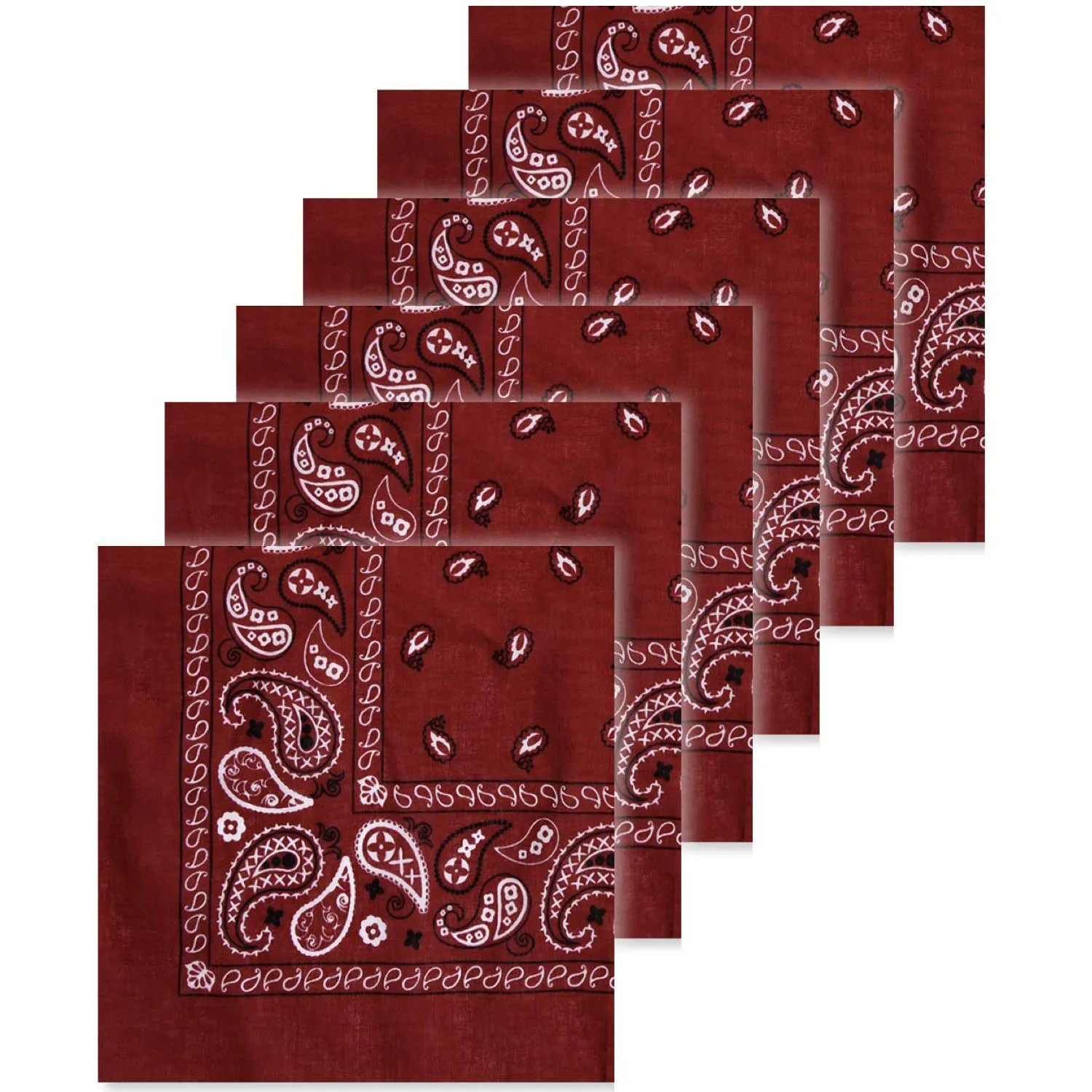6-Pack: Unisex Classic Cotton Graphic Bandanas