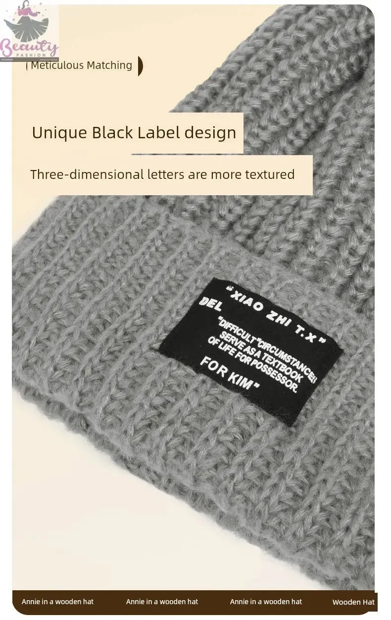 65cm Winter Woolen Hat Thick Needle Woven Women's Big Head Circumference
