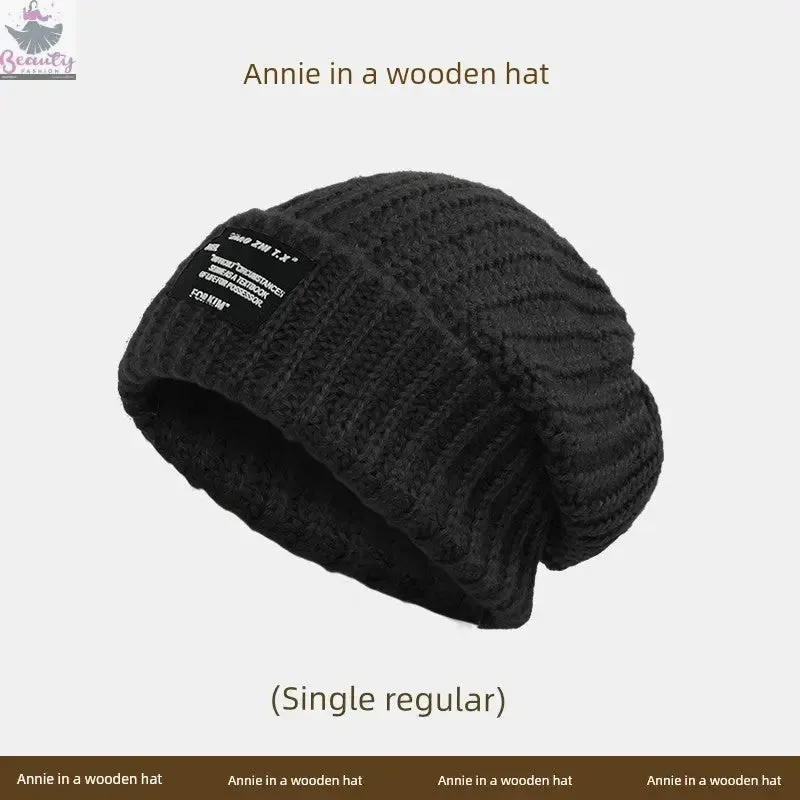 65cm Winter Woolen Hat Thick Needle Woven Women's Big Head Circumference