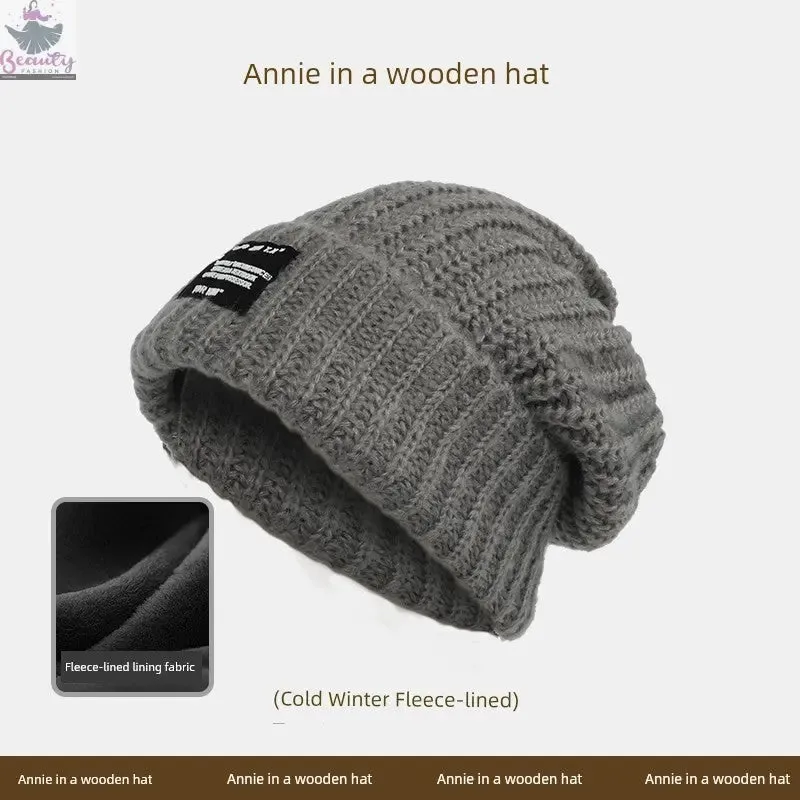 65cm Winter Woolen Hat Thick Needle Woven Women's Big Head Circumference