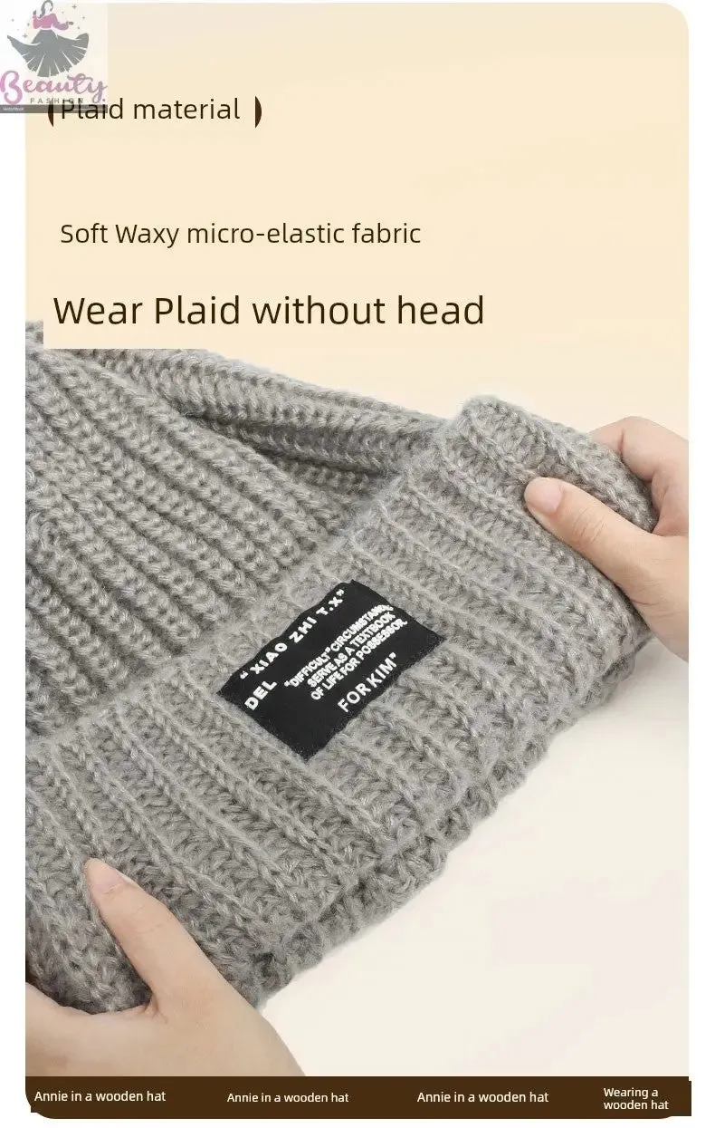 65cm Winter Woolen Hat Thick Needle Woven Women's Big Head Circumference