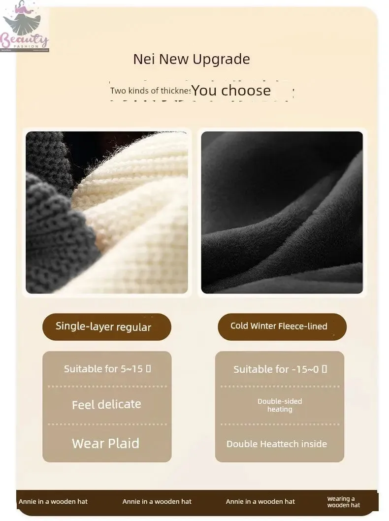 65cm Winter Woolen Hat Thick Needle Woven Women's Big Head Circumference