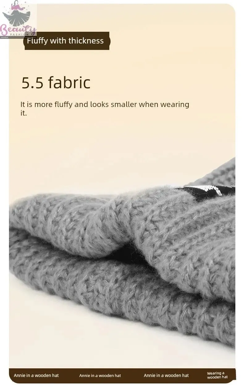 65cm Winter Woolen Hat Thick Needle Woven Women's Big Head Circumference