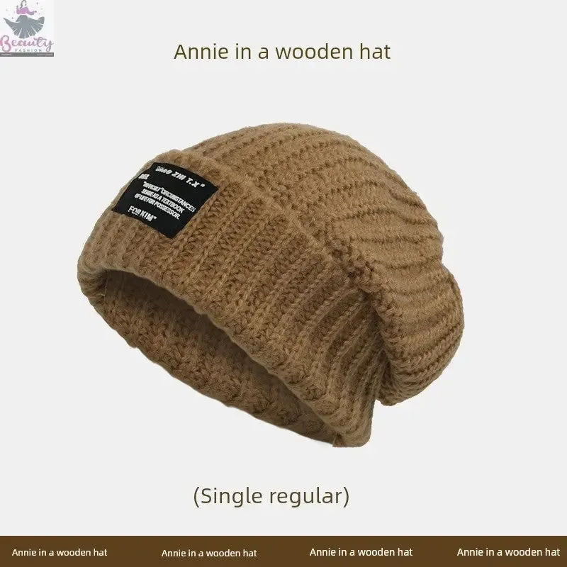 65cm Winter Woolen Hat Thick Needle Woven Women's Big Head Circumference