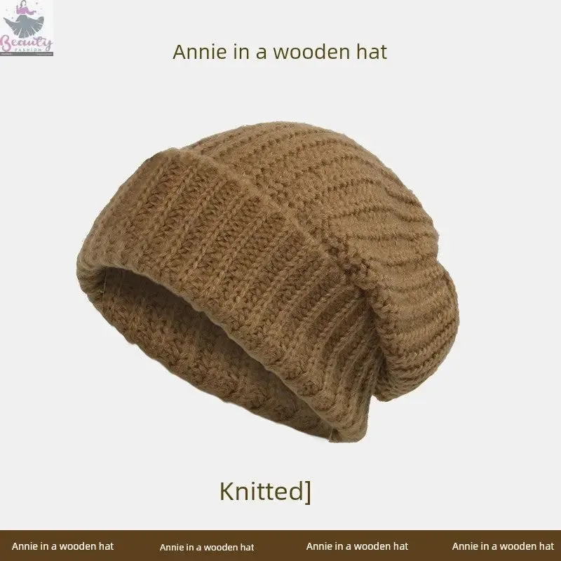 65cm Winter Woolen Hat Thick Needle Woven Women's Big Head Circumference
