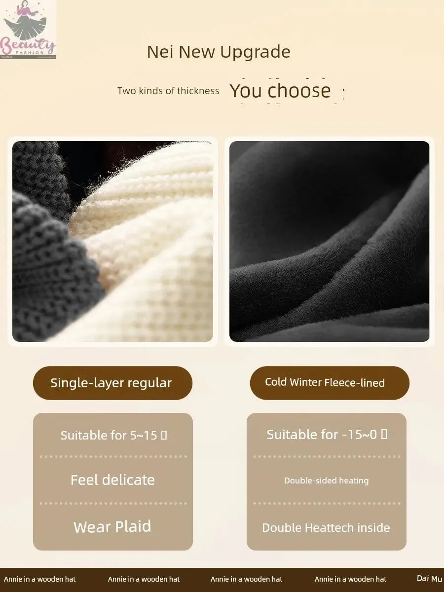 65cm Winter Woolen Hat Thick Needle Woven Women's Big Head Circumference