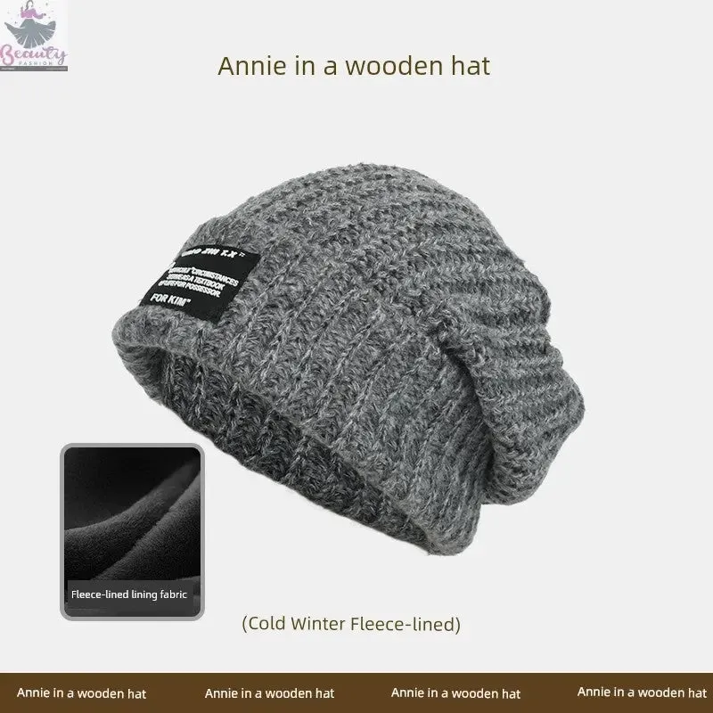 65cm Winter Woolen Hat Thick Needle Woven Women's Big Head Circumference