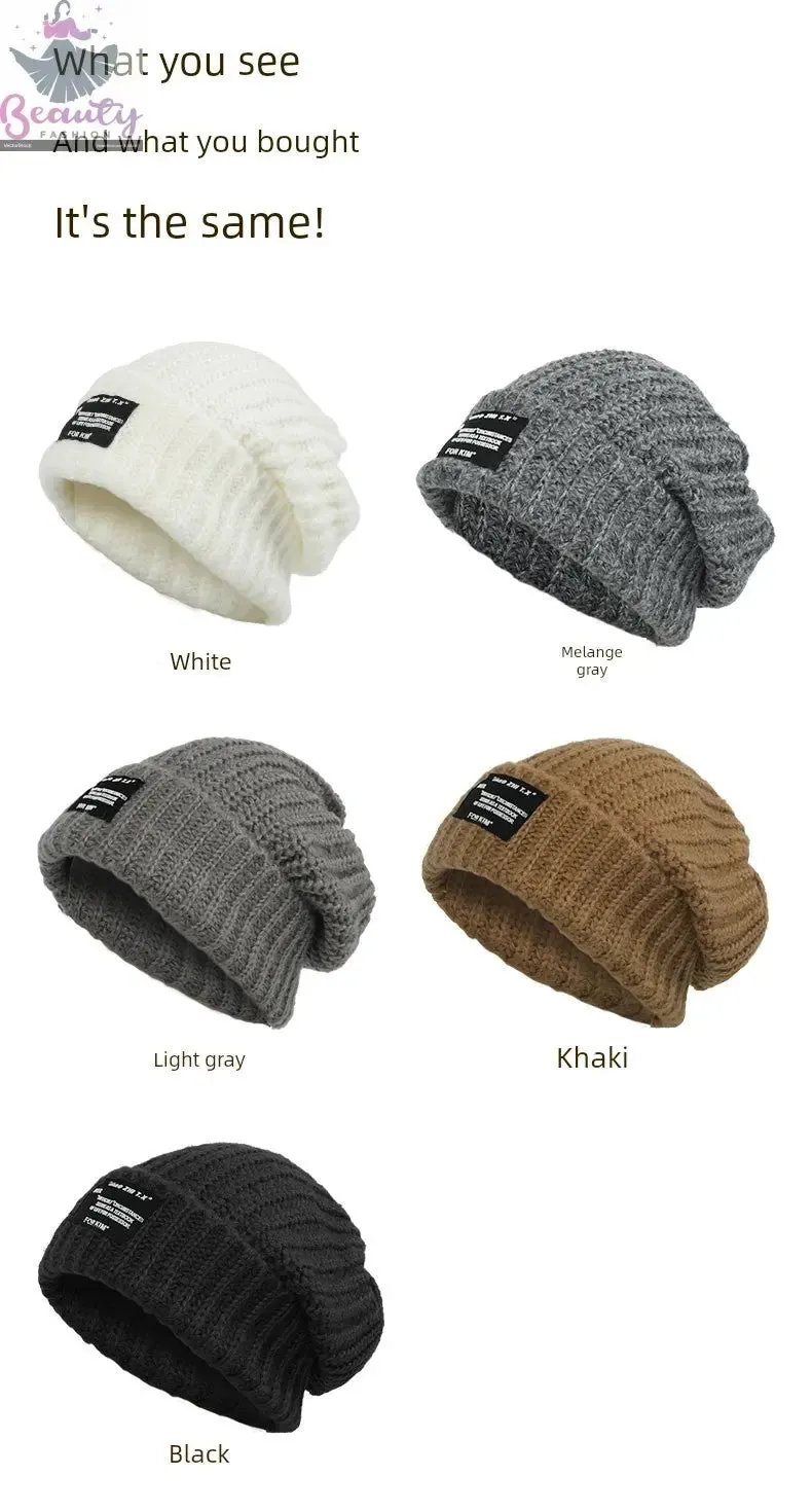 65cm Winter Woolen Hat Thick Needle Woven Women's Big Head Circumference
