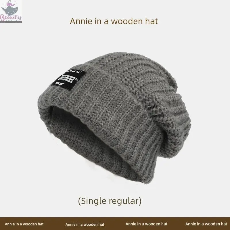 65cm Winter Woolen Hat Thick Needle Woven Women's Big Head Circumference