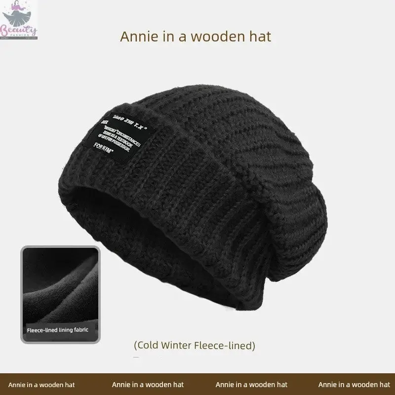 65cm Winter Woolen Hat Thick Needle Woven Women's Big Head Circumference