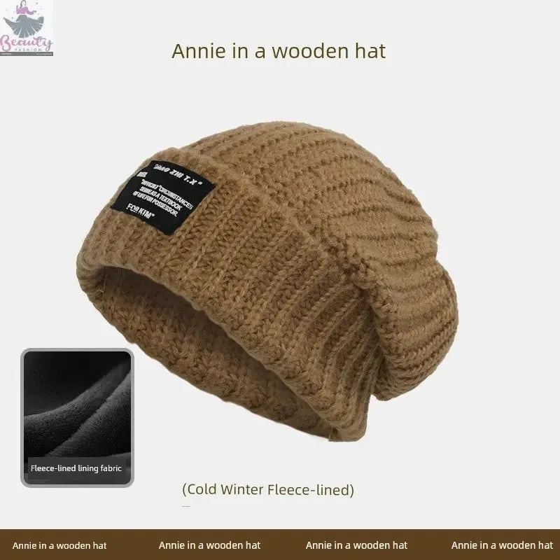 65cm Winter Woolen Hat Thick Needle Woven Women's Big Head Circumference