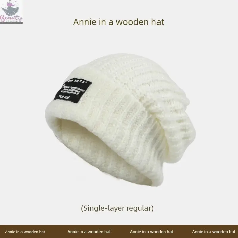 65cm Winter Woolen Hat Thick Needle Woven Women's Big Head Circumference