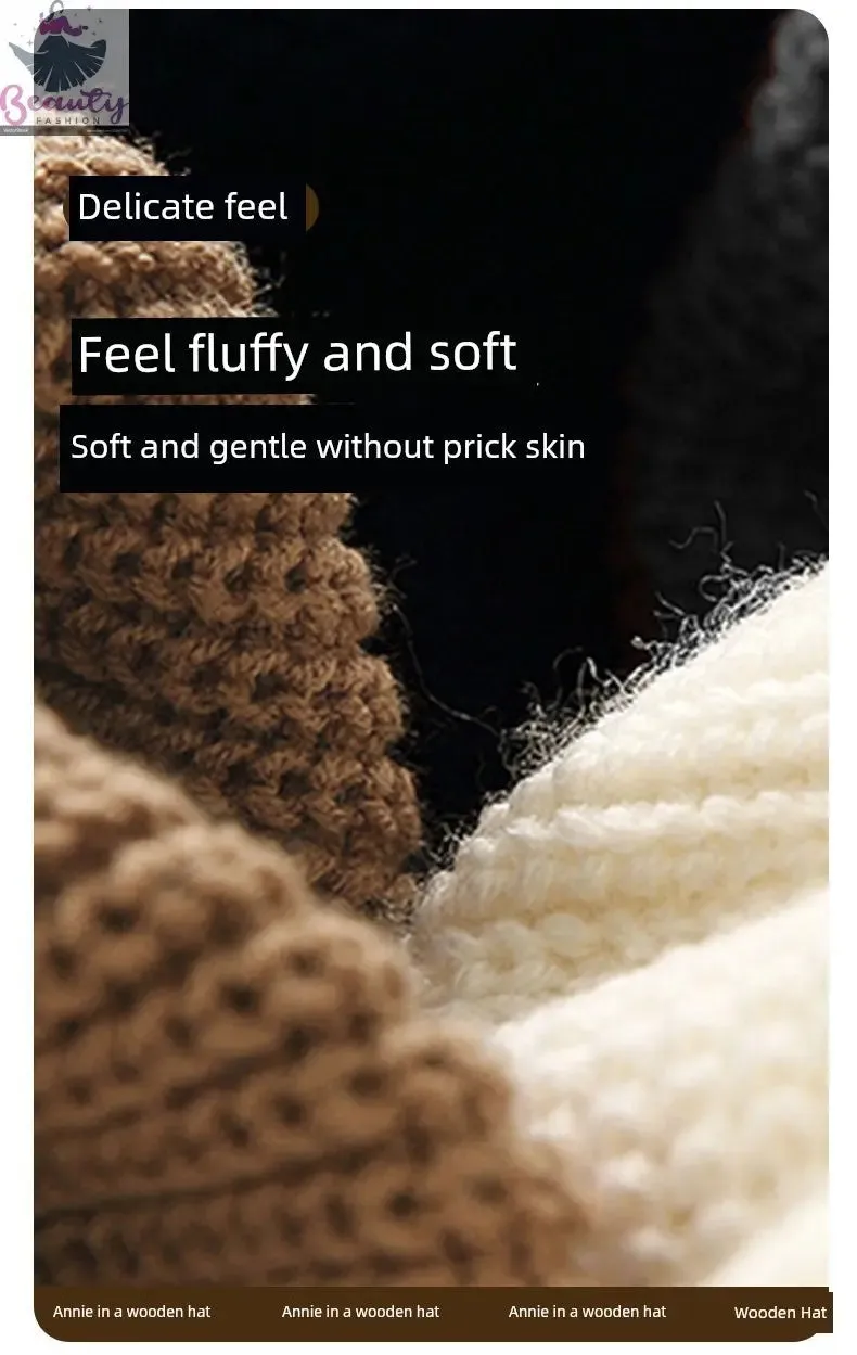 65cm Winter Woolen Hat Thick Needle Woven Women's Big Head Circumference