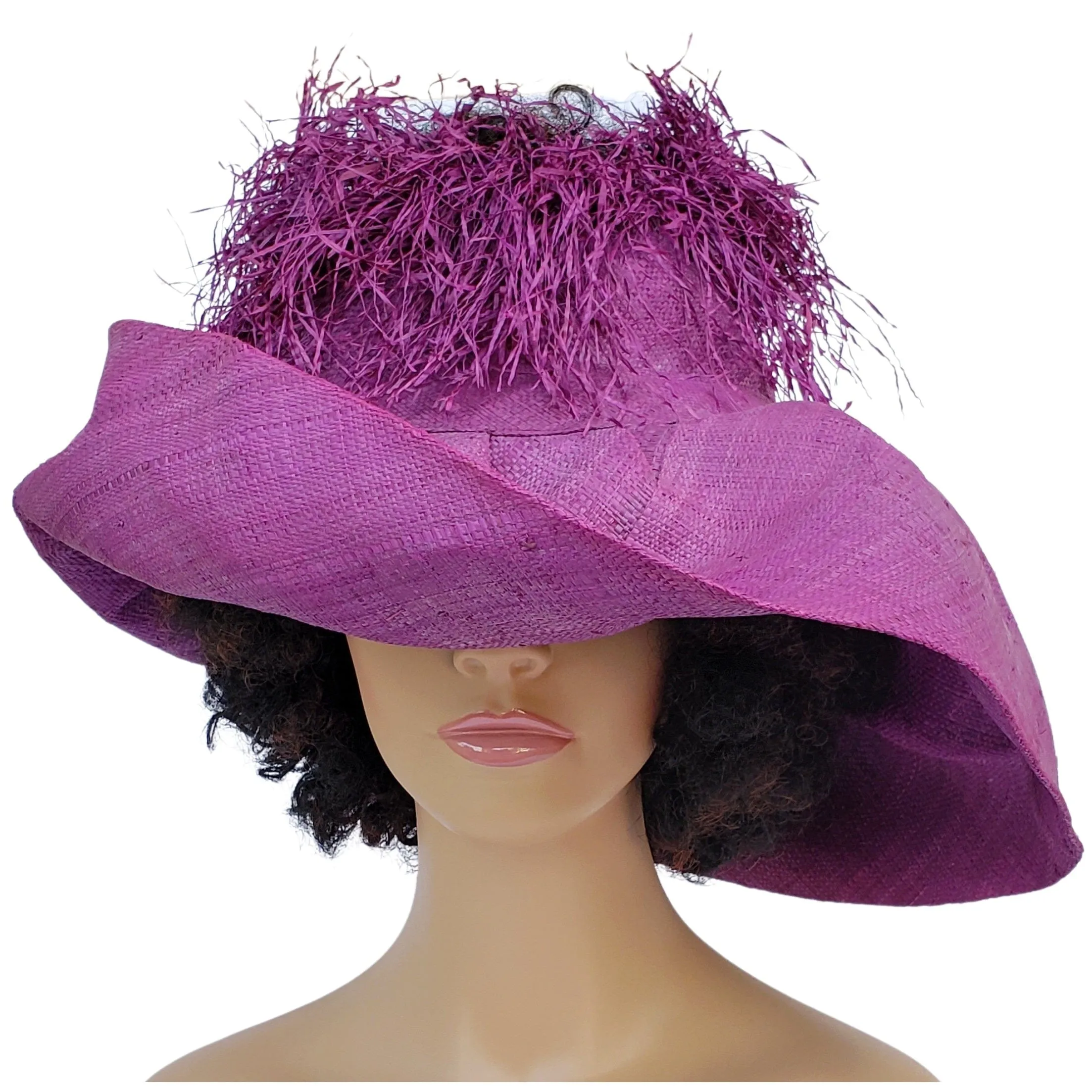 Aberash: Madagascar Big Brim Crown Out Raffia Sun Hat