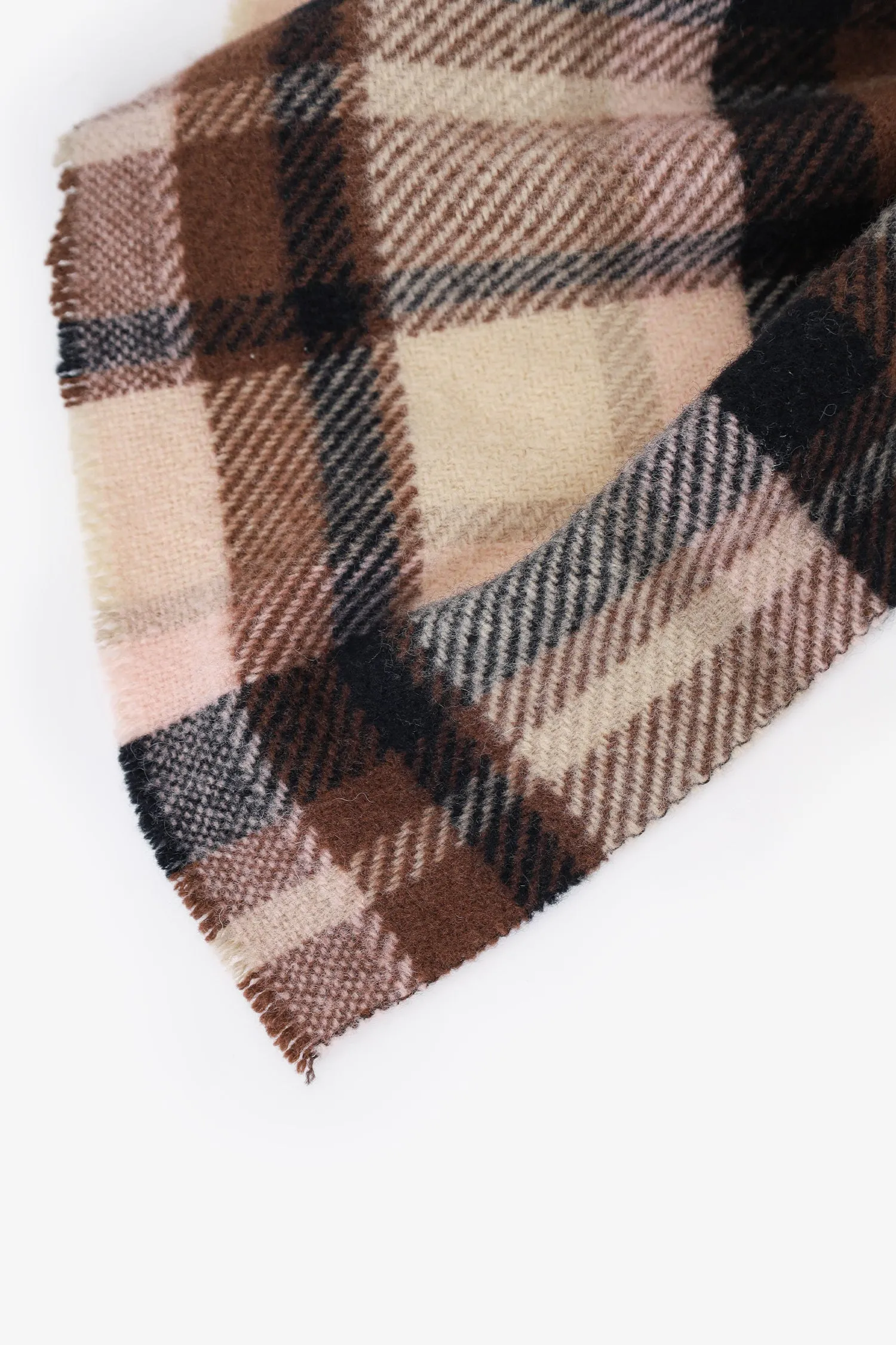 Acne Studios Brown Wool Check Printed Scarf