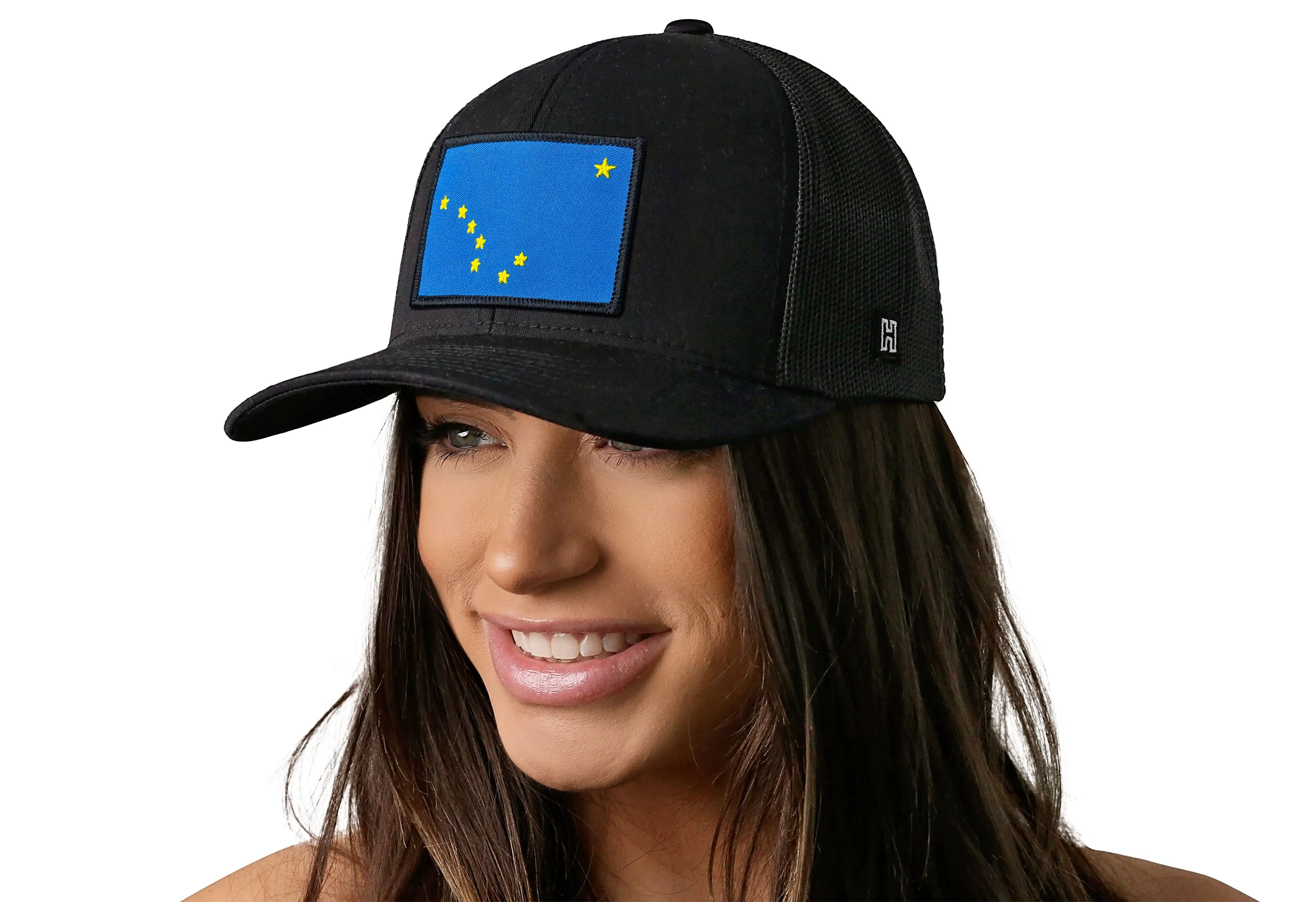 Alaska Flag Trucker Hat  |  Black AK Snapback