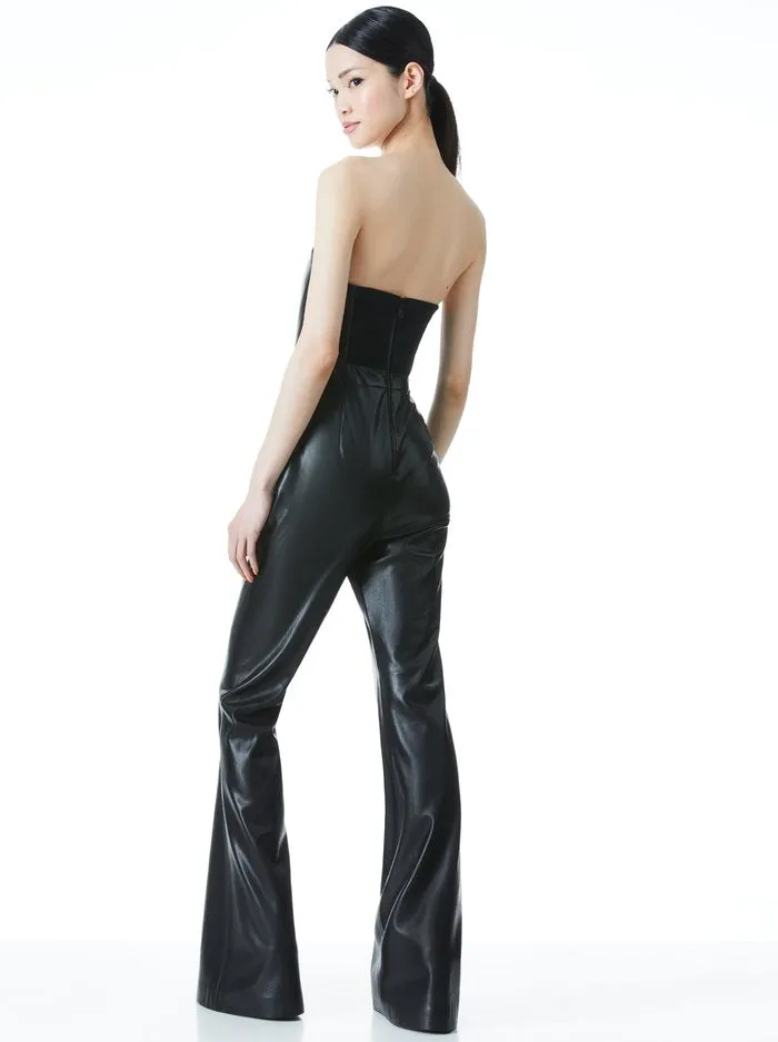 Alice & Olivia Lavera vegan leather jumpsuit