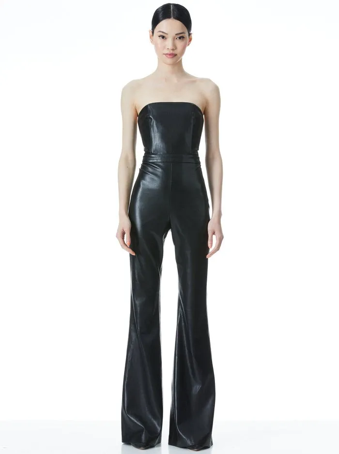 Alice & Olivia Lavera vegan leather jumpsuit