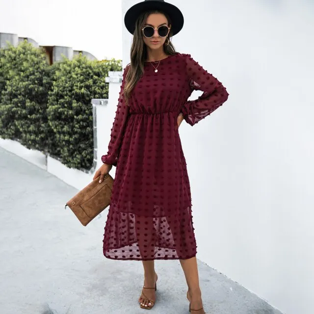 Amy Fashion - Elegant Casual Chiffon Party Vintage Midi Dresses