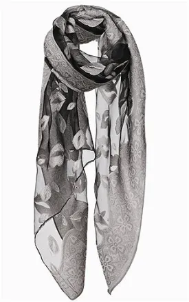 AO580 Lips Printed Burn Out Fabric Oblong Scarf