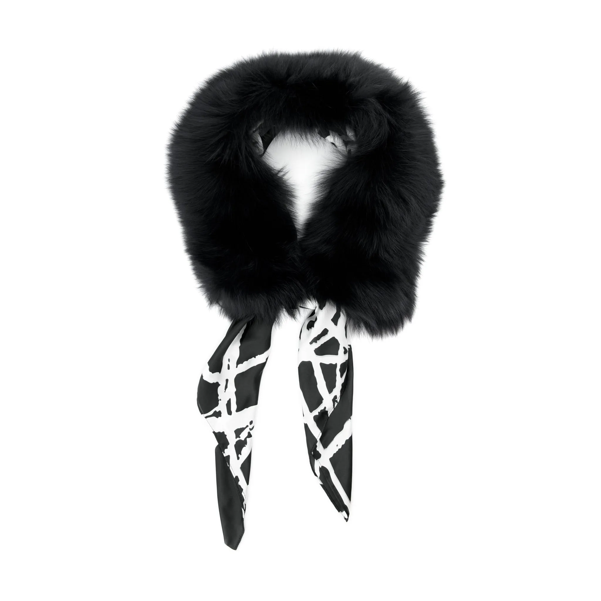 Premium Aspen Pure Fur Shawl with Detachable Scarf - Elegant Lavish Black
