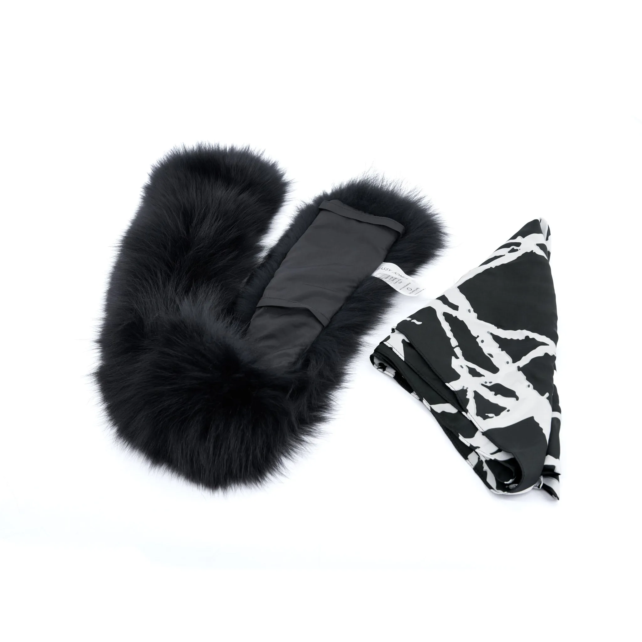Premium Aspen Pure Fur Shawl with Detachable Scarf - Elegant Lavish Black