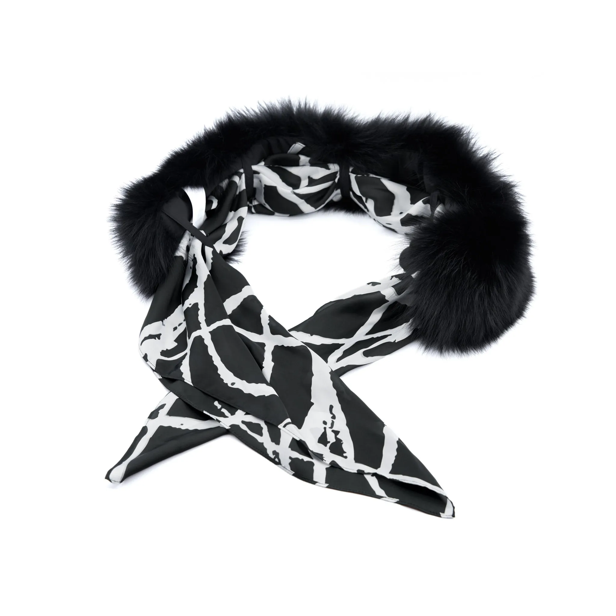 Premium Aspen Pure Fur Shawl with Detachable Scarf - Elegant Lavish Black