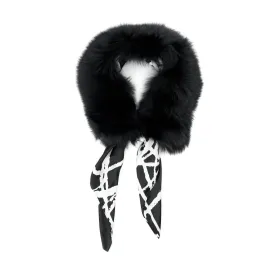 Premium Aspen Pure Fur Shawl with Detachable Scarf - Elegant Lavish Black