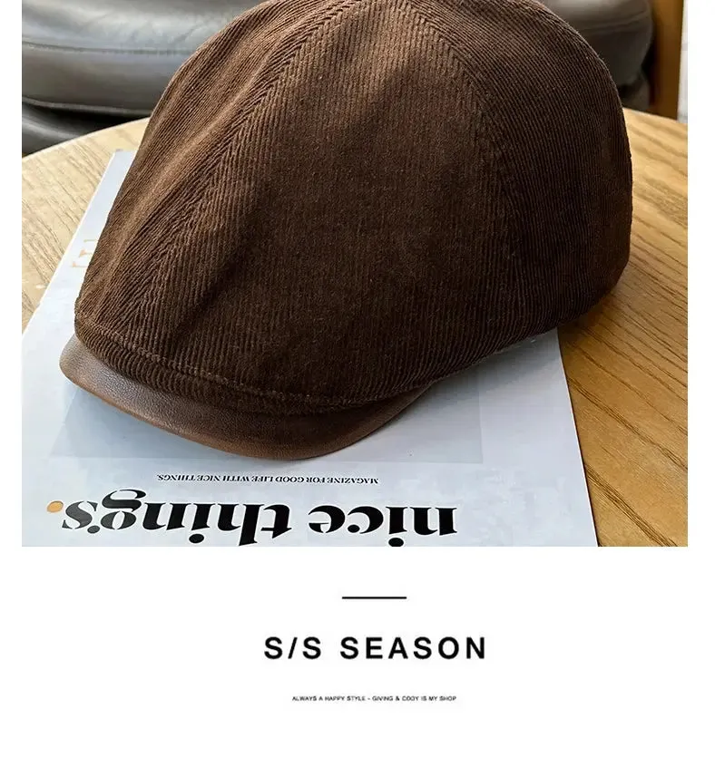 Autumn Winter Retro Corduroy Japanese Style Men and Women Advance Hats