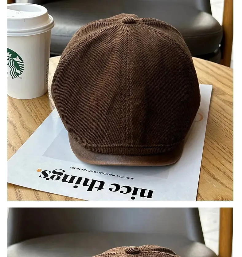 Autumn Winter Retro Corduroy Japanese Style Men and Women Advance Hats