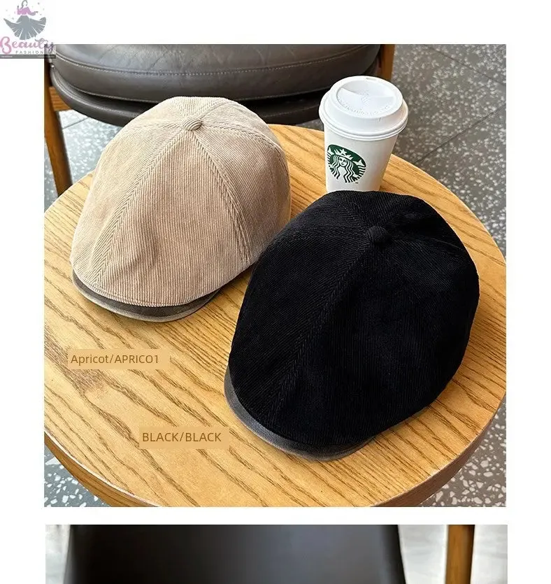 Autumn Winter Retro Corduroy Japanese Style Men and Women Advance Hats