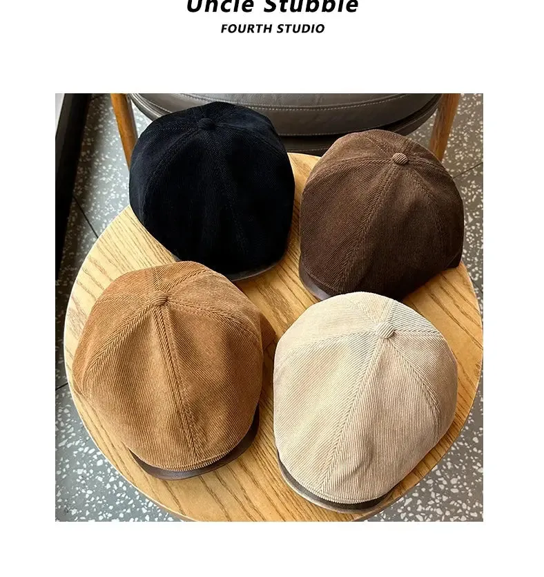 Autumn Winter Retro Corduroy Japanese Style Men and Women Advance Hats