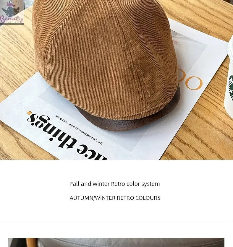 Autumn Winter Retro Corduroy Japanese Style Men and Women Advance Hats