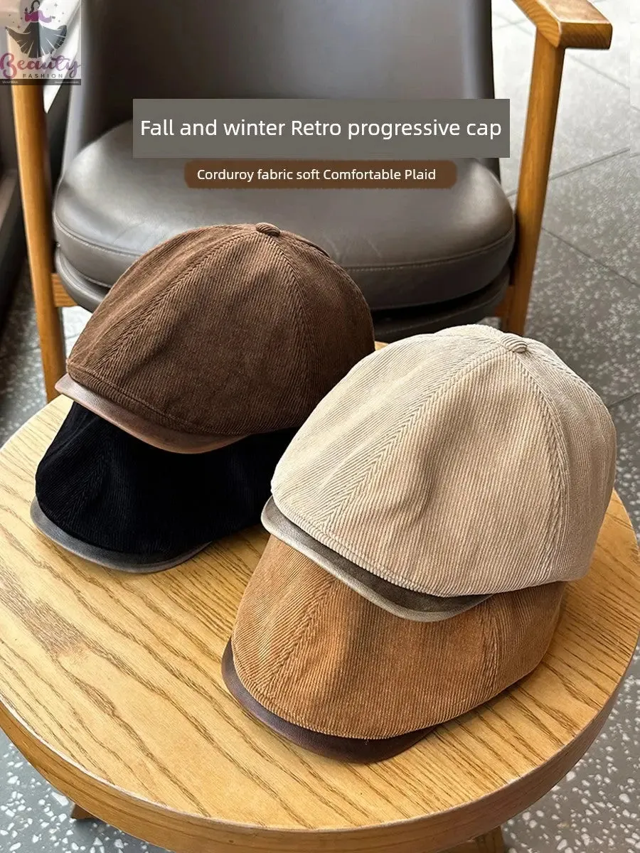 Autumn Winter Retro Corduroy Japanese Style Men and Women Advance Hats