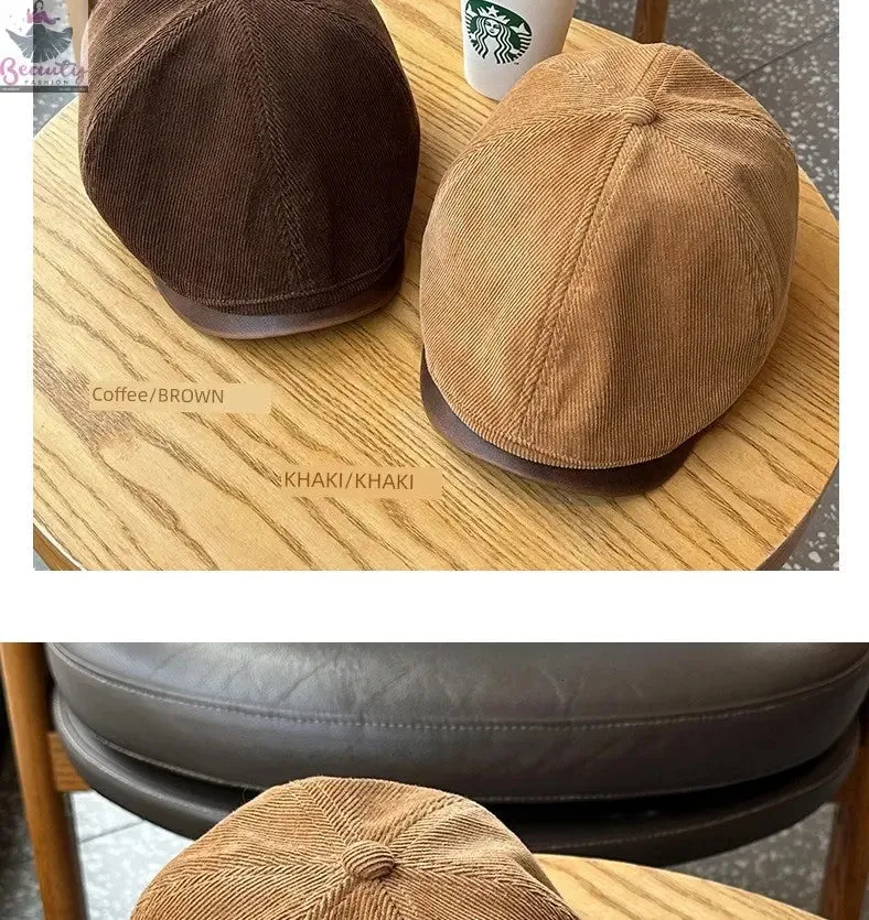 Autumn Winter Retro Corduroy Japanese Style Men and Women Advance Hats