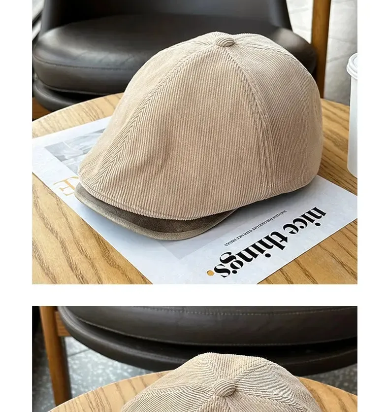 Autumn Winter Retro Corduroy Japanese Style Men and Women Advance Hats