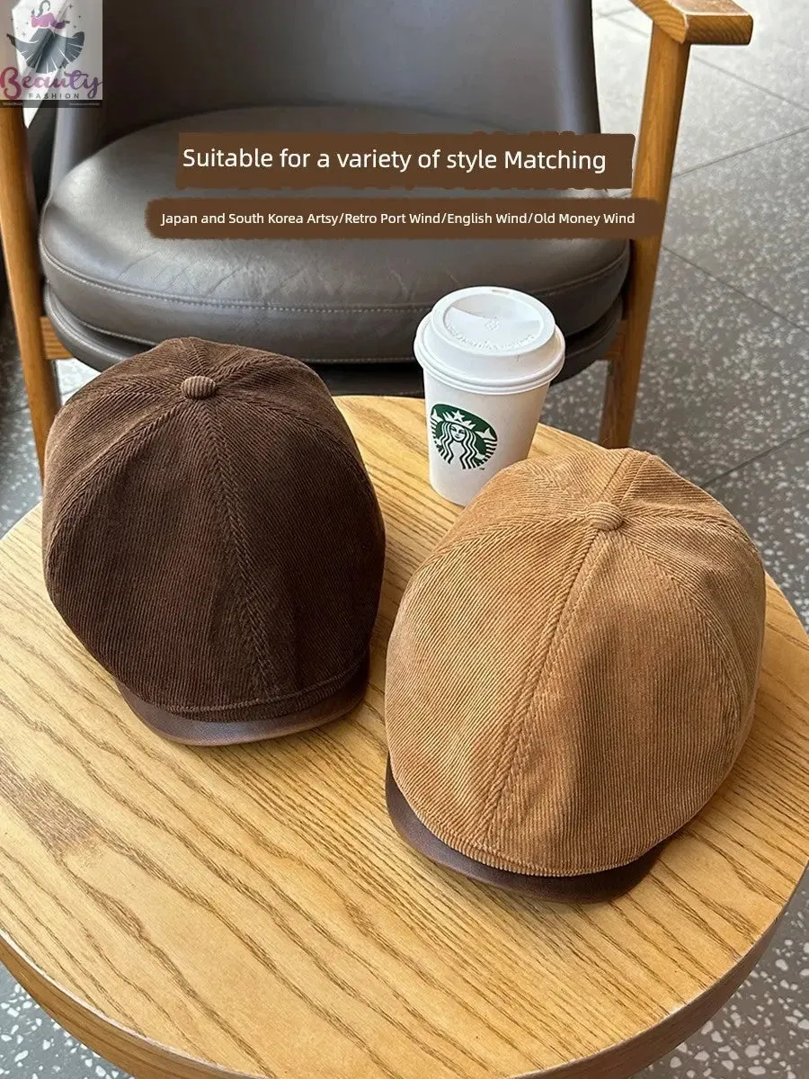 Autumn Winter Retro Corduroy Japanese Style Men and Women Advance Hats