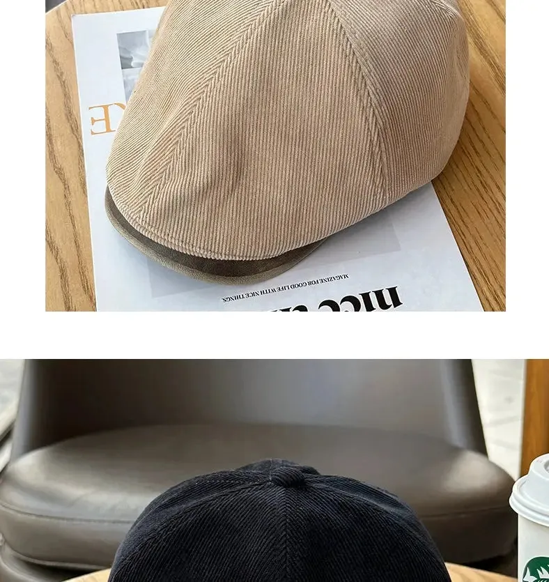 Autumn Winter Retro Corduroy Japanese Style Men and Women Advance Hats