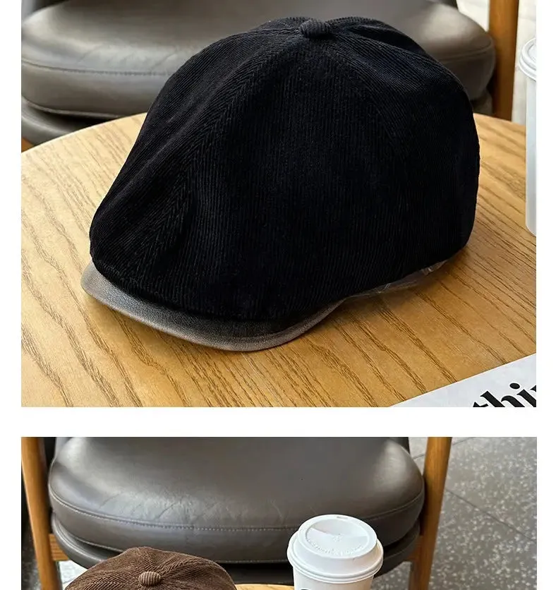 Autumn Winter Retro Corduroy Japanese Style Men and Women Advance Hats