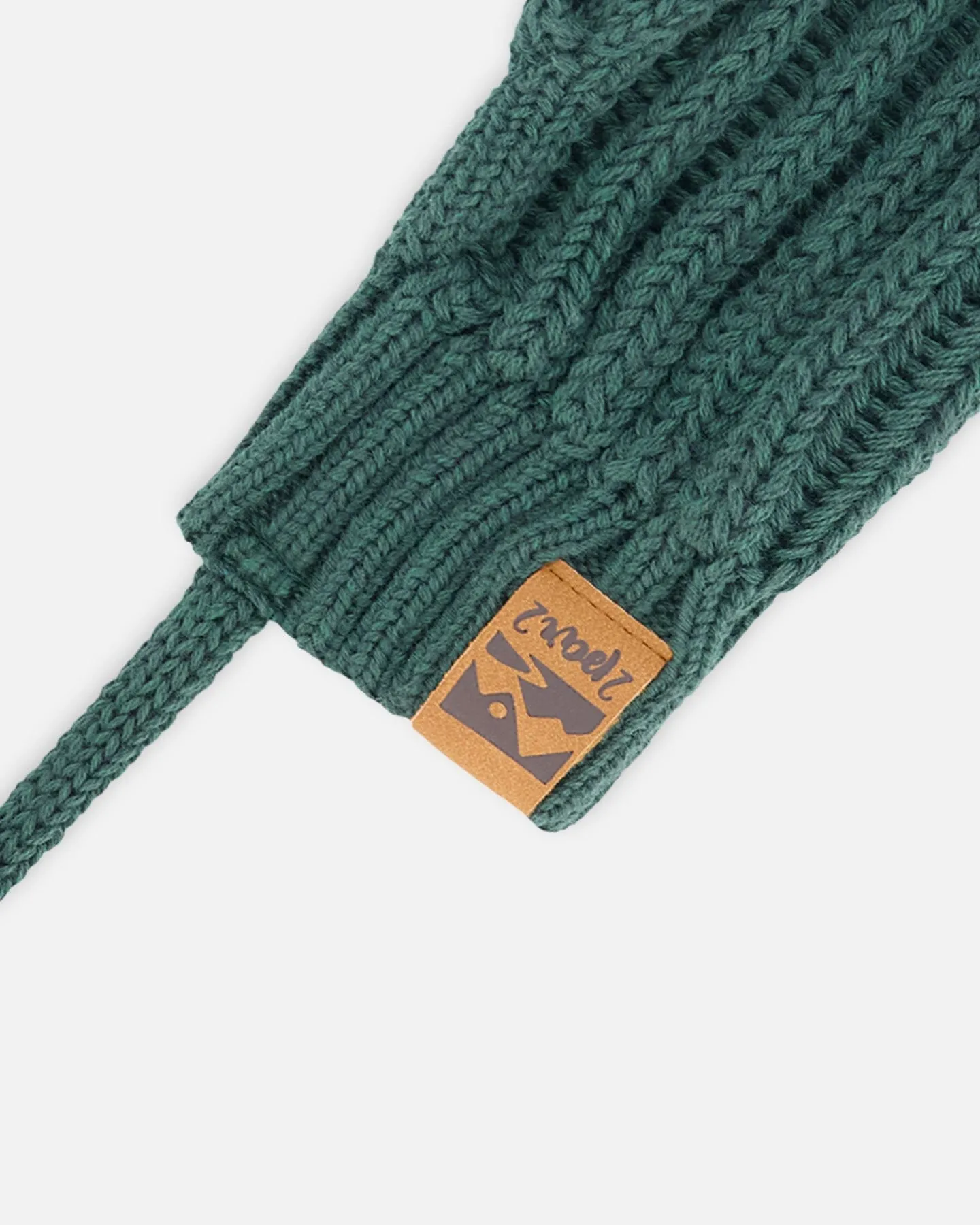 Baby Knit Mittens With String Forest Green