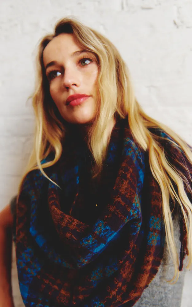 BASC3503 PLAID PATTERN SOFT OBLONG SCARF W/FRINGES