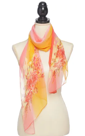 BASC4902 Silky Floral Oblong Scarf