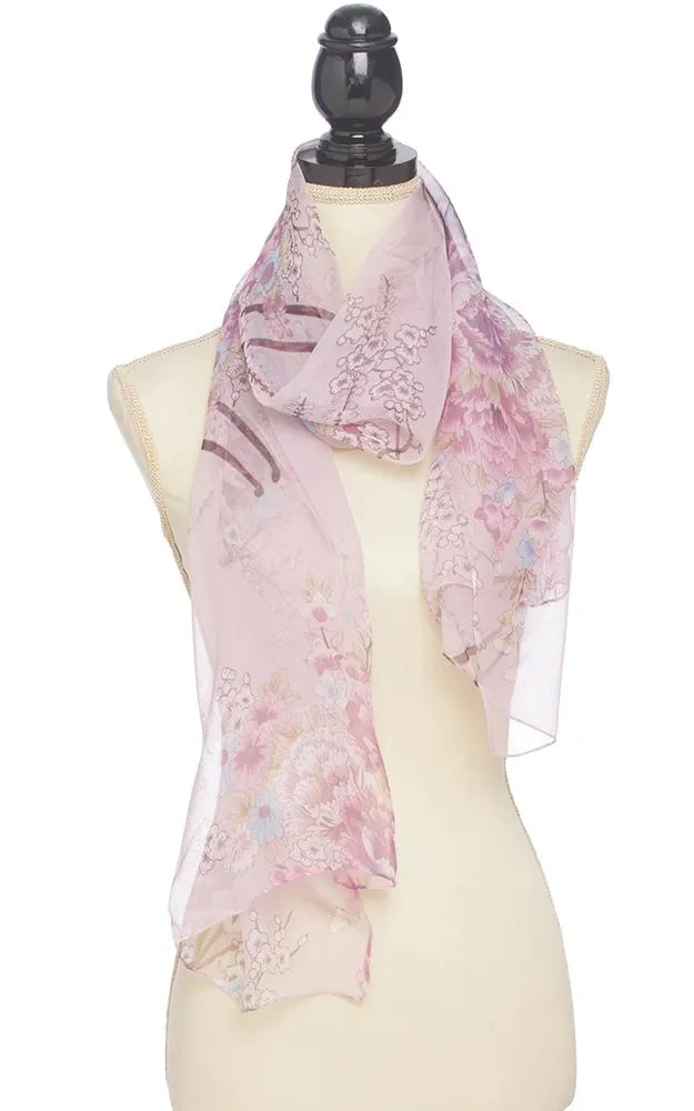 BASC4906 Silky Floral Oblong Scarf