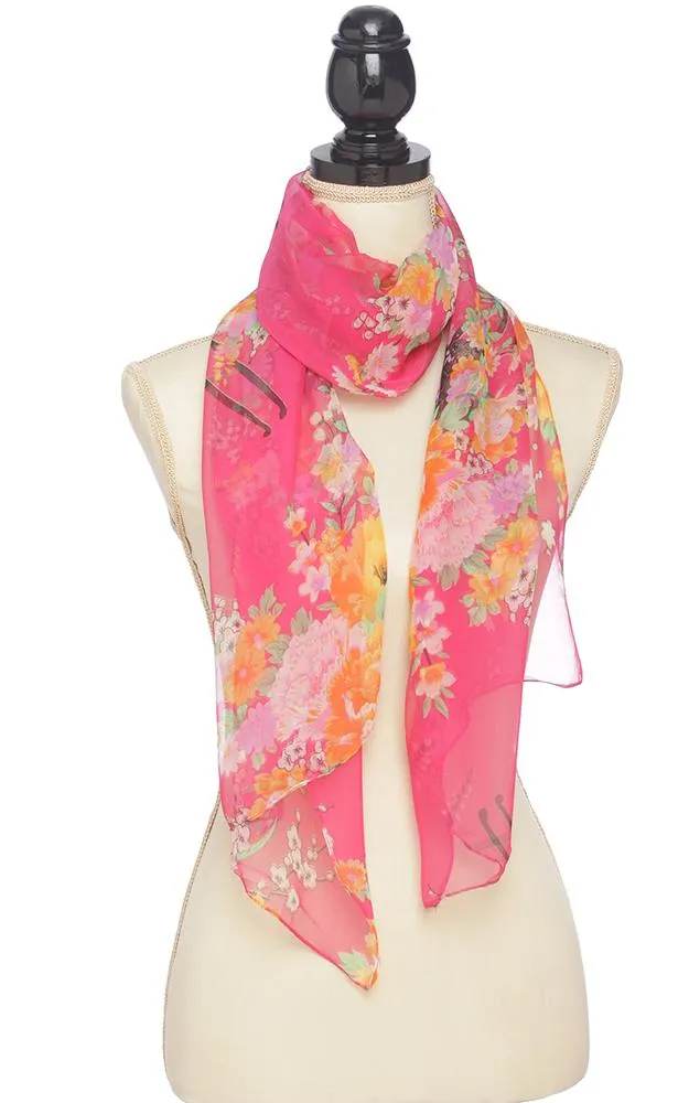 BASC4906 Silky Floral Oblong Scarf