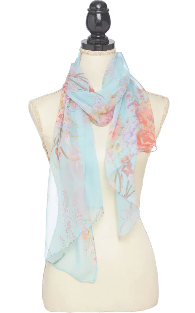 BASC4906 Silky Floral Oblong Scarf