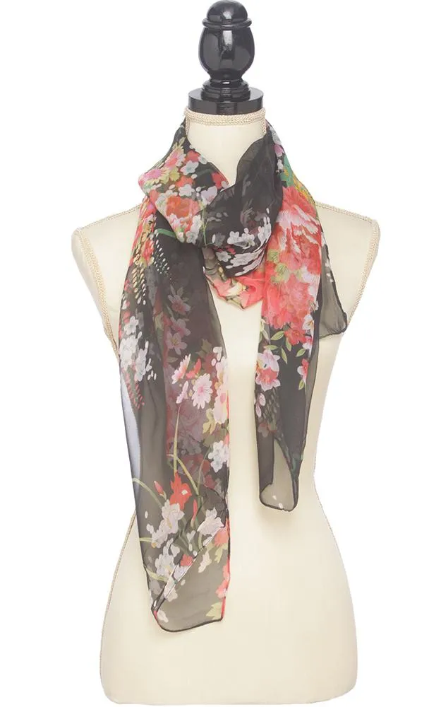 BASC4906 Silky Floral Oblong Scarf