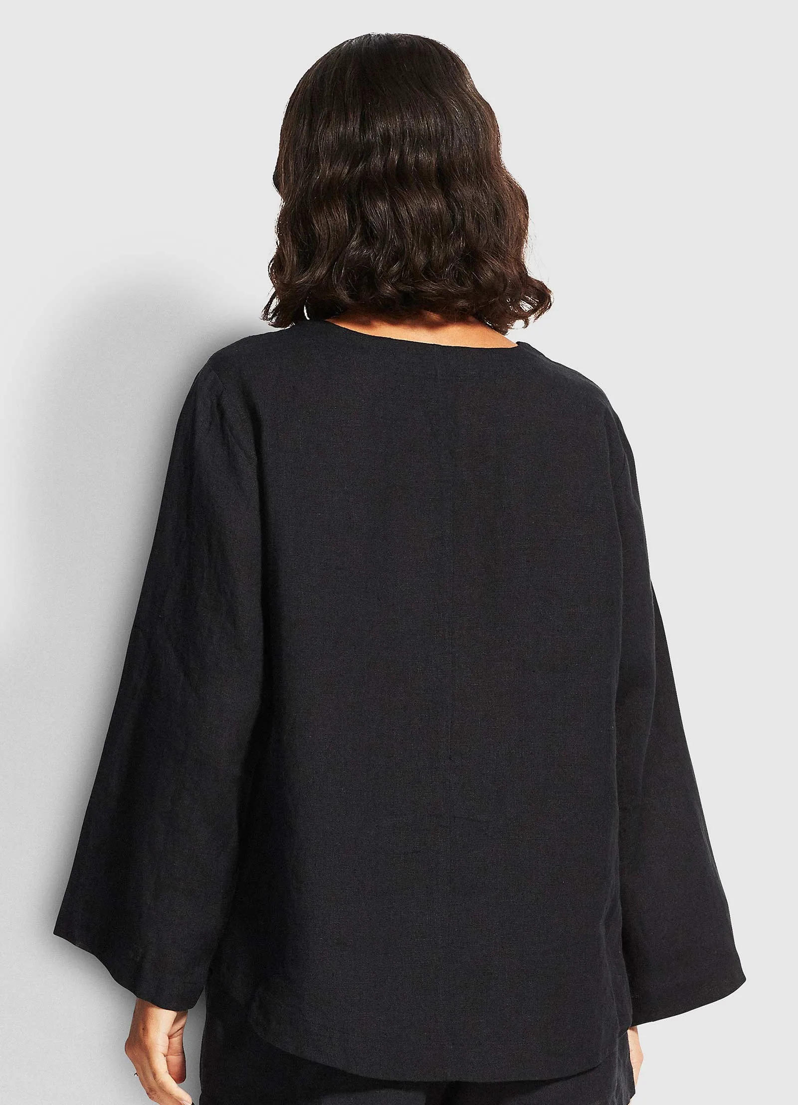 Beach Edit Harbour Linen Top - Black
